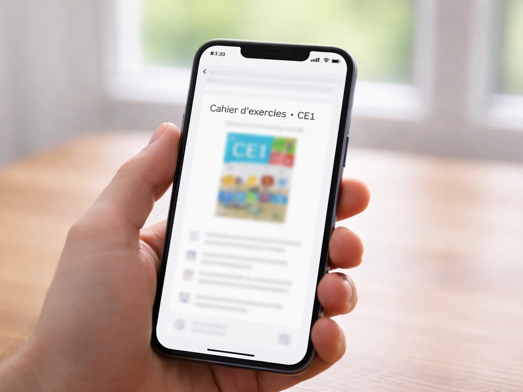 Capture photo d’un site officiel d’édition scolaire française montrant une page de cahier CE1