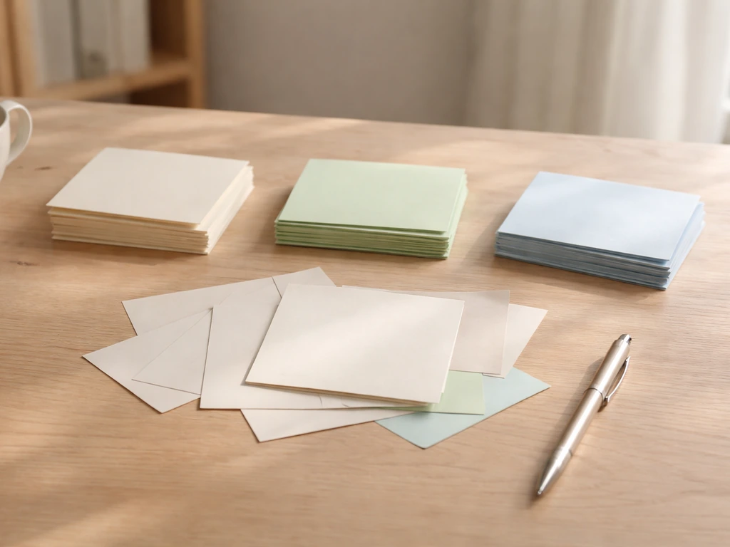 Table de travail avec cartes d’images et post-it, ambiance poétique pour construire des métaphores.